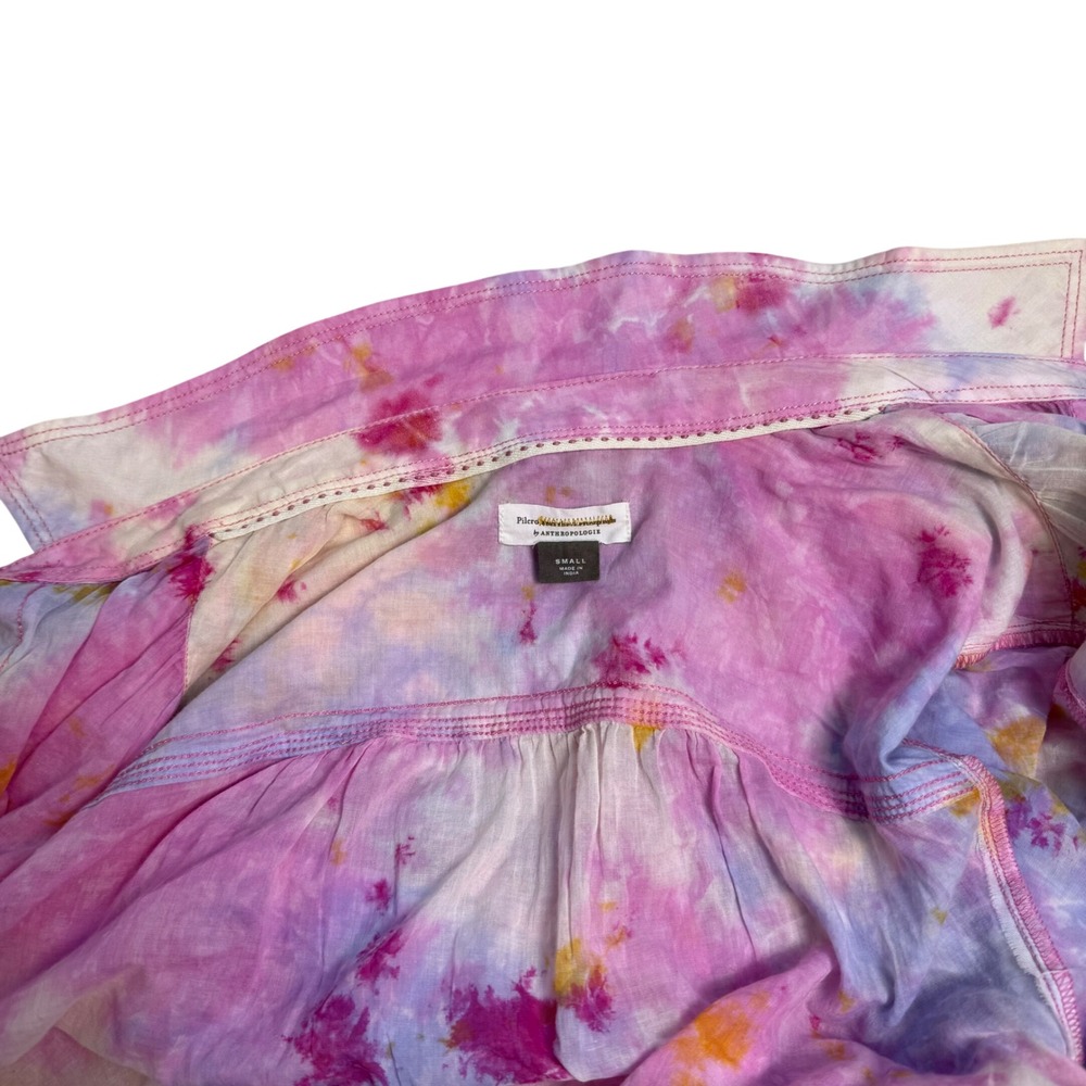 Anthropologie Pilcro Pastel Tie Dye Button Down Shirt Womens S 100% Cotton Boho - Picture 13 of 13